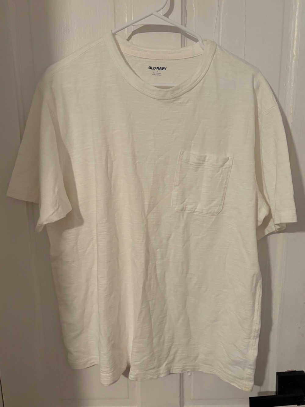Old Navy Men's Cream Short-Sleeve Pocket Tee